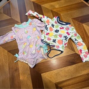 Ruffle Butts Kids Swim Suit Rashguards - Pastel and Fruit Print bathing suit